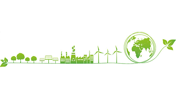 Nachhaltigkeit Symbolleiste in grün