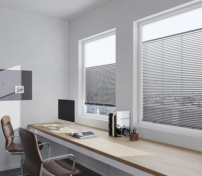 MHZ führt neue Variante der TwinLine New ein TwinLine Jalousie als Blendschutz im Büro
