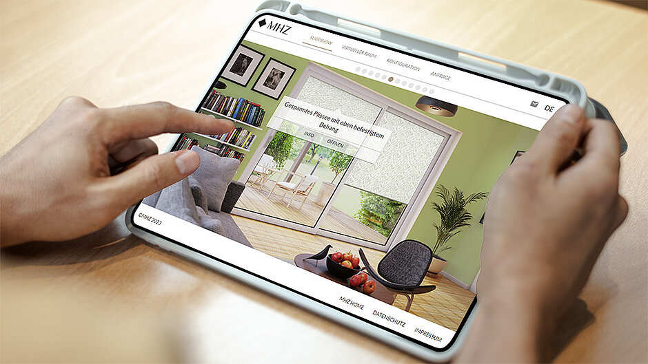 MHZ product configurator on a tablet