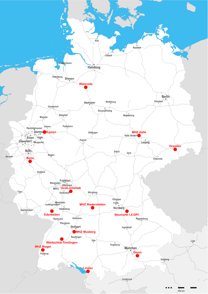 Standorte der Seminare auf einer Deuschlandkarte